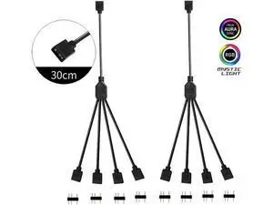 2 Pack 1 Foot 5V 3-Pin RGB Splitter Cable, 1 Female to 4 Female RBW LED Strip Extension Cord, 4-Port AURA RGB Lighting Hub with Gender Changer Adapter 2 Pack 1 Foot 5V 3-Pin RGB Splitter Cable, 1 Female to 4 Female RBW LED Strip Extension Cord, 4-Port AURA RGB Lighting Hub with Gender Changer Adapter