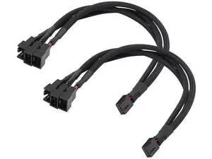 2 Pack Black Sleeved 1-to-3 4-Pin PWM Fan Splitter Cables, Compatible with 3-Pin & 4-Pin ATX PC Case Cooling Fans 2 Pack Black Sleeved 1-to-3 4-Pin PWM Fan Splitter Cables, Compatible with 3-Pin & 4-Pin ATX PC Case Cooling Fans