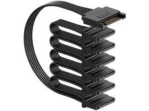 15 Pin SATA Male to 6-Port SATA Female Power Splitter Cable, Black Multi-Way SATA Power Extension Cord for HDD, SSD & Optical Drives 15 Pin SATA Male to 6-Port SATA Female Power Splitter Cable, Black Multi-Way SATA Power Extension Cord for HDD, SSD & Optical Drives