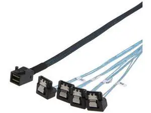 0.5M Mini SAS SFF-8643 to 4 SATA Angled Cable, SFF-8643 Host to 4 SATA Hard Drive Cable 1.6FT 0.5M Mini SAS SFF-8643 to 4 SATA Angled Cable, SFF-8643 Host to 4 SATA Hard Drive Cable 1.6FT
