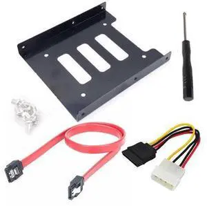 Red Metal 2.5" to 3.5" HDD Mounting Bracket with SATA 3 Cable & 4Pin IDE to SATA Power Cord Red Metal 2.5" to 3.5" HDD Mounting Bracket with SATA 3 Cable & 4Pin IDE to SATA Power Cord