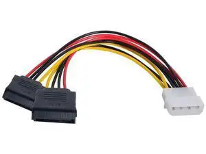 15cm IDE 4Pin to Dual 15Pin SATA Power Y Splitter Cable, 1-to-2 SATA Power Extension Cord for HDD & SSD 15cm IDE 4Pin to Dual 15Pin SATA Power Y Splitter Cable, 1-to-2 SATA Power Extension Cord for HDD & SSD