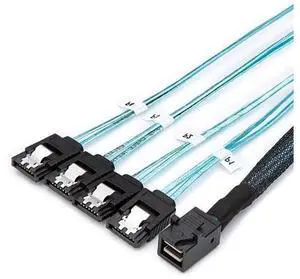0.5M/1.6FT Internal HD Mini SAS SFF-8643 to 4 SATA Cable, SFF8643 Host to Quad SATA Hard Drive Converter Cord 0.5M/1.6FT Internal HD Mini SAS SFF-8643 to 4 SATA Cable, SFF8643 Host to Quad SATA Hard Drive Converter Cord