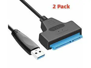 2 Pack Upgraded USB 3.0 to SATA III Hard Drive Adapter Cable, UASP Supported Converter for 2.5 Inch SATA SSD & HDD 2 Pack Upgraded USB 3.0 to SATA III Hard Drive Adapter Cable, UASP Supported Converter for 2.5 Inch SATA SSD & HDD
