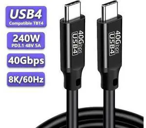 40Gbps USB4 Cable with 8K Video and 240W Charging - Compatible with USB4, Thunderbolt 3/4 Cable and all USB-C devices 5 Feet 40Gbps USB4 Cable with 8K Video and 240W Charging - Compatible with USB4, Thunderbolt 3/4 Cable and all USB-C devices 5 Feet