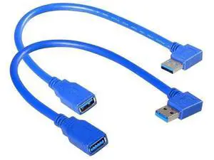 90-Degree USB-A 3.0 Extension Cable 2-Pack, 1 Left & 1 Right Angle Male to Female, 30cm (1ft) Blue, SuperSpeed 5Gbps Data Transfer & Charging Cord 90-Degree USB-A 3.0 Extension Cable 2-Pack, 1 Left & 1 Right Angle Male to Female, 30cm (1ft) Blue, SuperSpeed 5Gbps Data Transfer & Charging Cord