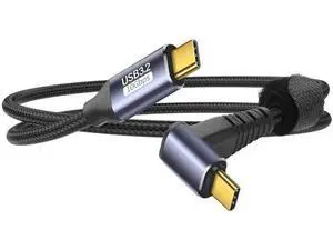 90 Degree Right Angle USB C to USB C Cable 0.5M/1.6FT, USB3.1 Gen2 10Gbps Data, 4K@60Hz Video & 100W PD Fast Charging Cord 90 Degree Right Angle USB C to USB C Cable 0.5M/1.6FT, USB3.1 Gen2 10Gbps Data, 4K@60Hz Video & 100W PD Fast Charging Cord