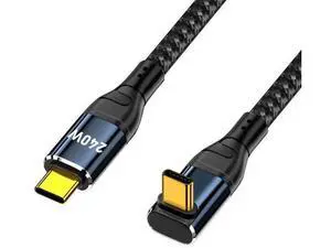 1.0M Upward 90° USB-C to USB-C Cable, 240W(48V5A) PD Charging & 480Mbps USB2.0 Data Cord Backward Compatible with 100W Devices 1.0M Upward 90° USB-C to USB-C Cable, 240W(48V5A) PD Charging & 480Mbps USB2.0 Data Cord Backward Compatible with 100W Devices