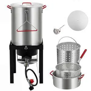 Patikuin 50,000 BTU Outdoor Propane Deep Fryer Combo Set, 30QT Turkey Fryer & 10QT Fish Fryer with Aluminum Pots, Igniter Stand, Baskets, Thermometer, Injector for Seafood Boil Crawfish Lobster Patikuin 50,000 BTU Outdoor Propane Deep Fryer Combo Set, 30QT Turkey Fryer & 10QT Fish Fryer with Aluminum Pots, Igniter Stand, Baskets, Thermometer, Injector for Seafood Boil Crawfish Lobster