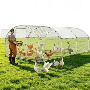 Patikuin Upgraded Walk-in Chicken Coop, Large Metal Chicken Run with Galvanized Frame, Waterproof UV-Resistant Cover & Secure Door, Outdoor Poultry Cage for Chickens, Ducks, Rabbits Patikuin Upgraded Walk-in Chicken Coop, Large Metal Chicken Run with Galvanized Frame, Waterproof UV-Resistant Cover & Secure Door, Outdoor Poultry Cage for Chickens, Ducks, Rabbits