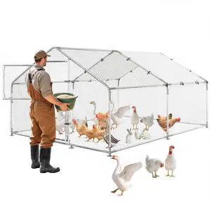 Patikuin 13 FT Heavy-Duty Outdoor Metal Chicken Coop, Walk-in Poultry Cage with Split Door, Waterproof PE Tarp, Escape-Proof Hex Wire Mesh for 10-15 Chickens Patikuin 13 FT Heavy-Duty Outdoor Metal Chicken Coop, Walk-in Poultry Cage with Split Door, Waterproof PE Tarp, Escape-Proof Hex Wire Mesh for 10-15 Chickens