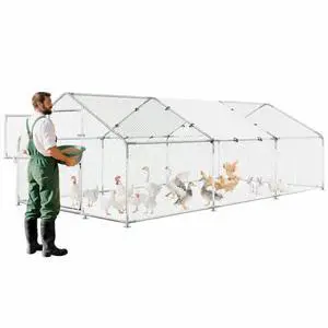Patikuin 20 FT Heavy-Duty Outdoor Metal Chicken Coop, Walk-in Poultry Cage with Split Door, Waterproof PE Tarp, Escape-Proof Hex Wire Mesh for 10-15 Chickens Patikuin 20 FT Heavy-Duty Outdoor Metal Chicken Coop, Walk-in Poultry Cage with Split Door, Waterproof PE Tarp, Escape-Proof Hex Wire Mesh for 10-15 Chickens