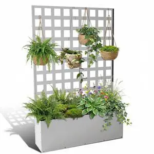 Patikuin Metal Raised Garden Bed with Trellis Privacy Screen, Mobile Outdoor Planter Box with Drainage Holes, Patio Balcony Yard Climbing Plants, No Wheels & White Patikuin Metal Raised Garden Bed with Trellis Privacy Screen, Mobile Outdoor Planter Box with Drainage Holes, Patio Balcony Yard Climbing Plants, No Wheels & White