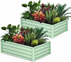 Patikuin Durable Galvanized Steel Raised Garden Bed Kit, Large 8x4x2FT Outdoor Planter Box with Open Base for Vegetables, Flowers & Herbs Patikuin Durable Galvanized Steel Raised Garden Bed Kit, Large 8x4x2FT Outdoor Planter Box with Open Base for Vegetables, Flowers & Herbs