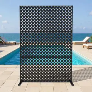 Patikuin Metal Privacy Screen Outdoor, Freestanding Galvanized Steel Panel | 70"x47", galvanized steel, rustproof, freestanding with stable base, laser-cut pattern, 3 panels, for patio/balcony/garden Patikuin Metal Privacy Screen Outdoor, Freestanding Galvanized Steel Panel | 70"x47", galvanized steel, rustproof, freestanding with stable base, laser-cut pattern, 3 panels, for patio/balcony/garden