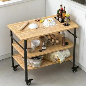 Patikuin Heavy Duty Bamboo Pizza Oven Table, 3-Shelf Outdoor Grill Cart with Adjustable Height, 600 Lbs Capacity, Metal Wheels, BBQ Prep & Dining Table Patikuin Heavy Duty Bamboo Pizza Oven Table, 3-Shelf Outdoor Grill Cart with Adjustable Height, 600 Lbs Capacity, Metal Wheels, BBQ Prep & Dining Table