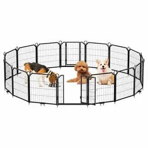 Patikuin Heavy Duty Anti-Rust Metal Dog Playpen, 16 Panel Exercise Fence with Gate, Collapsible Portable Pet Pen for Indoor/Outdoor, 24" Heights Patikuin Heavy Duty Anti-Rust Metal Dog Playpen, 16 Panel Exercise Fence with Gate, Collapsible Portable Pet Pen for Indoor/Outdoor, 24" Heights