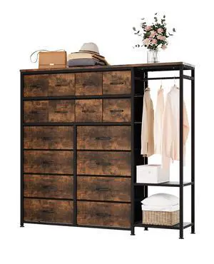 Patikuin Clothes Rack with 16 Fabric Drawers & 2 Storage Shelves, Freestanding Closet Organizer for Hanging Clothes, Heavy Duty Garment Rack, Wardrobe Closet Clothing Rack Patikuin Clothes Rack with 16 Fabric Drawers & 2 Storage Shelves, Freestanding Closet Organizer for Hanging Clothes, Heavy Duty Garment Rack, Wardrobe Closet Clothing Rack