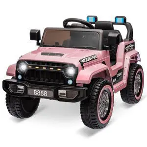 12V Kids Ride on Truck Car, w/Parent Remote Control, Twin 35w Motors, 3 Speeds, LED Lights, Music & Horn, Spring Suspension, Kids Electric Vehicles Toy for 3-5 Years Old Boys Girls Gift, Light Pink 12V Kids Ride on Truck Car, w/Parent Remote Control, Twin 35w Motors, 3 Speeds, LED Lights, Music & Horn, Spring Suspension, Kids Electric Vehicles Toy for 3-5 Years Old Boys Girls Gift, Light Pink