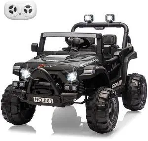 12V Kids Electric Vehicle Ride on Car with Parent Remote Control, Seat Harness, Locking Doors, Spring Suspension, Bluetooth - Black Ride in Toys for Toddlers 12V Kids Electric Vehicle Ride on Car with Parent Remote Control, Seat Harness, Locking Doors, Spring Suspension, Bluetooth - Black Ride in Toys for Toddlers