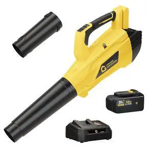 Patikuin High Power Brushless Leaf Blower 20V Wireless - 700CFM 250MPH - Lightweight Electric Handheld with 4.0Ah Battery & Fast Charger - 2-Speed Modes for Lawn, Yard, Patio, Garage - Black + Yellow Patikuin High Power Brushless Leaf Blower 20V Wireless - 700CFM 250MPH - Lightweight Electric Handheld with 4.0Ah Battery & Fast Charger - 2-Speed Modes for Lawn, Yard, Patio, Garage - Black + Yellow