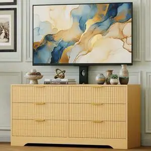 Patikuin Tall TV Stand with Mount for TVs Up to 75 Inch, 6-Drawer Entertainment Center with Fluted Panel Design, Wall Mountable & Freestanding Media Console for Living Room, Bedroom, Nature Patikuin Tall TV Stand with Mount for TVs Up to 75 Inch, 6-Drawer Entertainment Center with Fluted Panel Design, Wall Mountable & Freestanding Media Console for Living Room, Bedroom, Nature