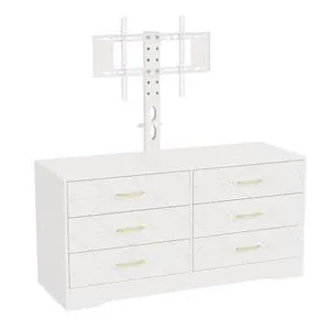 Patikuin 6 Drawer TV Stand with Mount for 32-80 Inch TVs, White Entertainment Center for Bedroom, Living Room, Wood Media Console Tables with Height Adjustable Mount and Storage Drawers As TV Dresser Patikuin 6 Drawer TV Stand with Mount for 32-80 Inch TVs, White Entertainment Center for Bedroom, Living Room, Wood Media Console Tables with Height Adjustable Mount and Storage Drawers As TV Dresser