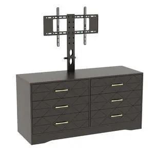 Patikuin 6 Drawer TV Stand with Mount for 32-80 Inch TVs, Black Entertainment Center for Bedroom, Living Room, Wood Media Console Tables with Height Adjustable Mount and Storage Drawers As TV Dresser Patikuin 6 Drawer TV Stand with Mount for 32-80 Inch TVs, Black Entertainment Center for Bedroom, Living Room, Wood Media Console Tables with Height Adjustable Mount and Storage Drawers As TV Dresser