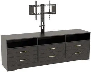 TV Stand with Mount for 32/45/55/65/75/80 inch TVs, Black Entertainment Center with 6 Storage Drawers for Bedroom, Living Room, Wood Media Console Tables with Height Adjustable Mount as TV Dresser TV Stand with Mount for 32/45/55/65/75/80 inch TVs, Black Entertainment Center with 6 Storage Drawers for Bedroom, Living Room, Wood Media Console Tables with Height Adjustable Mount as TV Dresser
