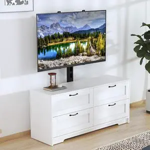 Patikuin TV Stand with Mount and 4 Storage Drawers for 32-80 Inch TVs, White Entertainment Center for Bedroom, Living Room, Wood Media Console Tables with Height Adjustable Mount As TV Dresser Patikuin TV Stand with Mount and 4 Storage Drawers for 32-80 Inch TVs, White Entertainment Center for Bedroom, Living Room, Wood Media Console Tables with Height Adjustable Mount As TV Dresser