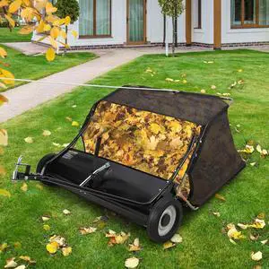 Patikuin Heavy Duty Tow Behind Lawn Sweeper, 48 Inch Wide, 26 Cu. Ft. Large Capacity, Adjustable Sweeping Height for Lawn, Yard & Farm Cleanup Patikuin Heavy Duty Tow Behind Lawn Sweeper, 48 Inch Wide, 26 Cu. Ft. Large Capacity, Adjustable Sweeping Height for Lawn, Yard & Farm Cleanup