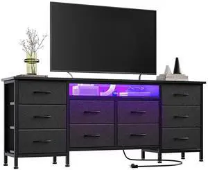Patikuin TV Stand for 65, 70, 75 Inch TV, 10 Drawer Long Dresser with Power Outlets and LED Lights, 63 Inch Entertainment Center TV Stand Dresser Storage Drawers Patikuin TV Stand for 65, 70, 75 Inch TV, 10 Drawer Long Dresser with Power Outlets and LED Lights, 63 Inch Entertainment Center TV Stand Dresser Storage Drawers