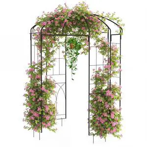 Patikuin 8.8FT Heavy Duty Wrought Iron Garden Arbor Arch, Black Metal Birdcage Trellis Pergola, Climbing Plant Support, Outdoor Wedding Ceremony Backdrop for Patio & Backyard Decor Patikuin 8.8FT Heavy Duty Wrought Iron Garden Arbor Arch, Black Metal Birdcage Trellis Pergola, Climbing Plant Support, Outdoor Wedding Ceremony Backdrop for Patio & Backyard Decor
