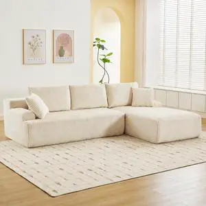 Patikuin Cloud Modular Sectional Sofa, l-Shaped 3-Seater Couch with Left Facing Chaise, Corduroy Deep Oversized Seat, No Assembly, Beige Patikuin Cloud Modular Sectional Sofa, l-Shaped 3-Seater Couch with Left Facing Chaise, Corduroy Deep Oversized Seat, No Assembly, Beige