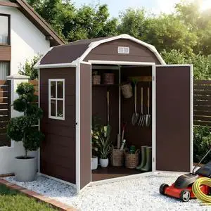 Patikuin 6x4 FT Heavy-Duty Resin Outdoor Storage Shed with Floor, Lockable & Weather-Resistant, Secure Garden Organizer for Patio Furniture, Tools, Bikes, Dark Brown Patikuin 6x4 FT Heavy-Duty Resin Outdoor Storage Shed with Floor, Lockable & Weather-Resistant, Secure Garden Organizer for Patio Furniture, Tools, Bikes, Dark Brown