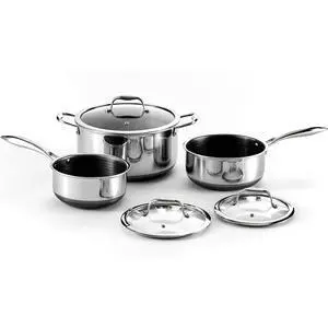 HexClad Hybrid Nonstick 6-Piece Pot Set, 2, 3, and 8-Quart Pots with Tempered Glass Lids, Stay-Cool Handles, Dishwasher Safe, Compatible with All Cooktops HexClad Hybrid Nonstick 6-Piece Pot Set, 2, 3, and 8-Quart Pots with Tempered Glass Lids, Stay-Cool Handles, Dishwasher Safe, Compatible with All Cooktops