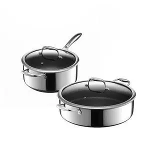 HexClad Hybrid Nonstick 4-Piece Cookware Set, 5Qt Saucepan with Lid and 7Qt Chicken Fryer with Lid, Stay-Cool Handles, Dishwasher and Oven-Safe, Induction Ready, Compatible with All Cooktops HexClad Hybrid Nonstick 4-Piece Cookware Set, 5Qt Saucepan with Lid and 7Qt Chicken Fryer with Lid, Stay-Cool Handles, Dishwasher and Oven-Safe, Induction Ready, Compatible with All Cooktops