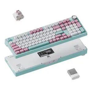 Keychron J3 SE Pink Blue Mechanical Keyboard Wireless, Compact 96% Layout with Numpad Knob, 2.4 GHz/Bluetooth/Wired Custom RGB Backlit, Hot-Swappable Sakura Milk Switch for Mac Windows Linux Keychron J3 SE Pink Blue Mechanical Keyboard Wireless, Compact 96% Layout with Numpad Knob, 2.4 GHz/Bluetooth/Wired Custom RGB Backlit, Hot-Swappable Sakura Milk Switch for Mac Windows Linux