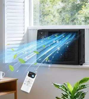 Window Air Conditioner, 8,000BTU Air Conditioner Window Unit, Cools up to 350 Sq. Ft, Window AC with Cool, Fan, Dry, Sleep, Energy Saver, and Auto,6 Modes,24H Timer,Easy Install,Home Black Window Air Conditioner, 8,000BTU Air Conditioner Window Unit, Cools up to 350 Sq. Ft, Window AC with Cool, Fan, Dry, Sleep, Energy Saver, and Auto,6 Modes,24H Timer,Easy Install,Home Black