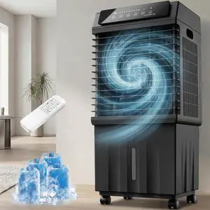 1800CFM Swamp Cooler,Evaporative Air Cooler with Remote Control,Air Cooler with 4-Gal Water Tank,120°Oscillation,4 Ice Packs,12H Timer,Cooling Fans for Outdoor,Indoor Use,Black 1800CFM Swamp Cooler,Evaporative Air Cooler with Remote Control,Air Cooler with 4-Gal Water Tank,120°Oscillation,4 Ice Packs,12H Timer,Cooling Fans for Outdoor,Indoor Use,Black