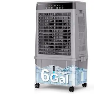 Swamp Cooler Air Conditioner,3000CFM Portable Evaporative Air Cooler, Cooling Fan for Room Garage Patio Outdoor Indoor, 6 Gal Water Tank, 3 Speeds, 4 Ice Boxes, 12H Timer, Remote Use, Grey Swamp Cooler Air Conditioner,3000CFM Portable Evaporative Air Cooler, Cooling Fan for Room Garage Patio Outdoor Indoor, 6 Gal Water Tank, 3 Speeds, 4 Ice Boxes, 12H Timer, Remote Use, Grey