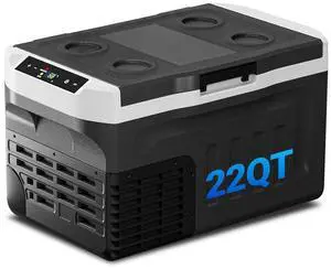 12 Volt Refrigerator, 22QT(21L) Compressor Electric Cooler, Car Fridge -4~68, Portable Refrigerator 12V/24V DC 110-240V AC, Compact Freezer for Vehicle RV Camping Truck Boat Travel, Black 12 Volt Refrigerator, 22QT(21L) Compressor Electric Cooler, Car Fridge -4~68, Portable Refrigerator 12V/24V DC 110-240V AC, Compact Freezer for Vehicle RV Camping Truck Boat Travel, Black