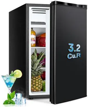 3.2 Cu.Ft Mini Fridge with Freezer, Single Door Small Refrigerator, Dorm Fridge with 7 Adjustable Thermostat, Energy Saving, Low Noise, Compact Refrigerator for Office, Bedroom, Dorm, Black 3.2 Cu.Ft Mini Fridge with Freezer, Single Door Small Refrigerator, Dorm Fridge with 7 Adjustable Thermostat, Energy Saving, Low Noise, Compact Refrigerator for Office, Bedroom, Dorm, Black