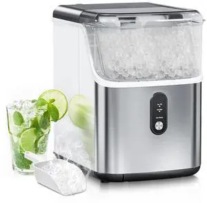 Ice Maker Countertop, 6min/Cycle, 33lbs/24H Soft Chewable Ice, Nugget Ice Maker with Basket & Scoop, One-Click Operation, Self-Cleaning, Portable Ice Machine for Home/Kitchen/Office (Silver) Ice Maker Countertop, 6min/Cycle, 33lbs/24H Soft Chewable Ice, Nugget Ice Maker with Basket & Scoop, One-Click Operation, Self-Cleaning, Portable Ice Machine for Home/Kitchen/Office (Silver)
