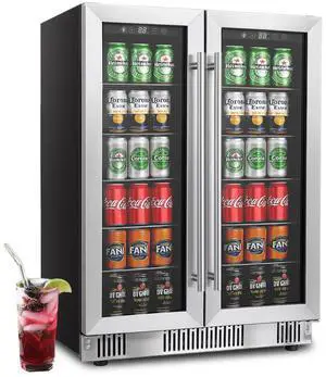 Erivess 24 inch Dual Zone Wine and Beverage Refrigerator Cooler, 5.4 Cubic/176 Can Large Fridge with Glass Front Door, Beer or Wine,Small Refrigerator with Adjustable Shelves and Digital Display Erivess 24 inch Dual Zone Wine and Beverage Refrigerator Cooler, 5.4 Cubic/176 Can Large Fridge with Glass Front Door, Beer or Wine,Small Refrigerator with Adjustable Shelves and Digital Display