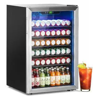 Stopasd Compact Beverage Refrigerator, 4.5 Cu.Ft/145 Can Drink Fridge with Glass Door and Digital Display, Small Drink Fridge with Adjustable Shelves for Soda, Compact Fridge for Bar Office Stopasd Compact Beverage Refrigerator, 4.5 Cu.Ft/145 Can Drink Fridge with Glass Door and Digital Display, Small Drink Fridge with Adjustable Shelves for Soda, Compact Fridge for Bar Office
