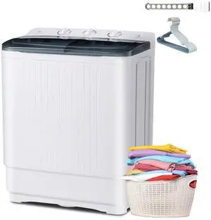 Portable Mini Twin Tub 32Lbs Washing Machine with Drying Rack & 10 Hangers, Washer(20Lbs) and Spinner(12Lbs) Combo with Timer Knob, Compact Semi-automatic Laundry Washer for Home Dorm Apartment, Black Portable Mini Twin Tub 32Lbs Washing Machine with Drying Rack & 10 Hangers, Washer(20Lbs) and Spinner(12Lbs) Combo with Timer Knob, Compact Semi-automatic Laundry Washer for Home Dorm Apartment, Black
