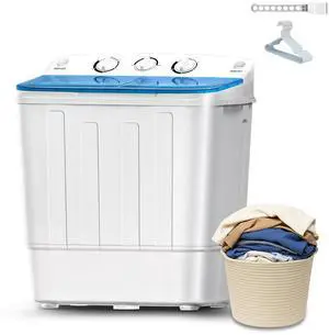 Portable Washing Machine, 18Lbs Compact Mini Twin Tub Laundry Washer with Drying Rack & 10 Hangers, Washer(11Lbs) and Dryer(7Lbs) Combo, Timer Control, Ideal for Apartment, Dorms, RVs, Blue Portable Washing Machine, 18Lbs Compact Mini Twin Tub Laundry Washer with Drying Rack & 10 Hangers, Washer(11Lbs) and Dryer(7Lbs) Combo, Timer Control, Ideal for Apartment, Dorms, RVs, Blue