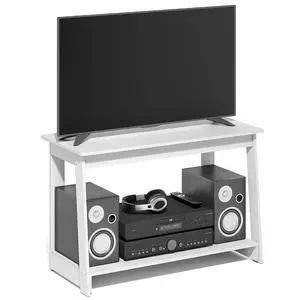 Beginning TV Stand, 2-Tier Rectangular Entertainment Center with Open Shelf, TV Console for TV up to 36 Inch, Open Back, for Living Room, Bedroom, White Beginning TV Stand, 2-Tier Rectangular Entertainment Center with Open Shelf, TV Console for TV up to 36 Inch, Open Back, for Living Room, Bedroom, White