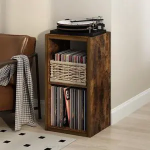 Cubicle Record Player Stand with Vinyl Storage, 2-Cube 1.2 Extra Thick Vinyl Record Storage, Open Back Media Shelf for CD DVD Blueray Game Disc, for Living Room, Home Office, Amber Pine Cubicle Record Player Stand with Vinyl Storage, 2-Cube 1.2 Extra Thick Vinyl Record Storage, Open Back Media Shelf for CD DVD Blueray Game Disc, for Living Room, Home Office, Amber Pine